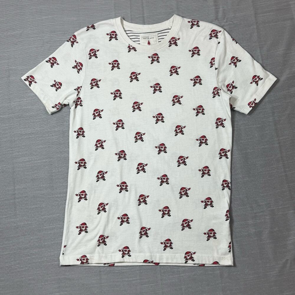 Cactus Man Boys Size 13/14 Holiday T Shirt Christmas Dabbing Santa Claus